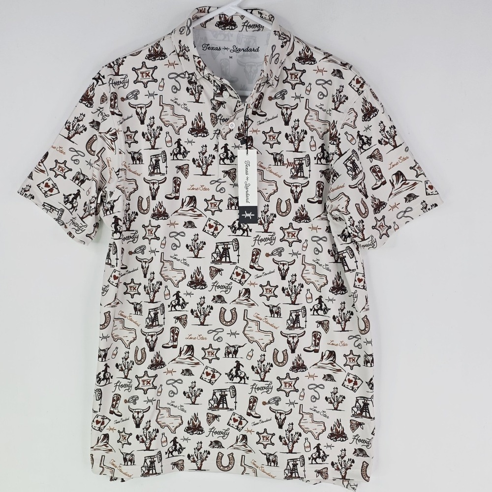 Texas‎ Standard Short Sleeve Button Down Men Medium Texas Traditions AOP Howdy
